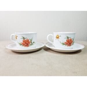NORITAKE Roanoke Versatone Coffee Mug Teacup Saucers Japan x4 Vintage